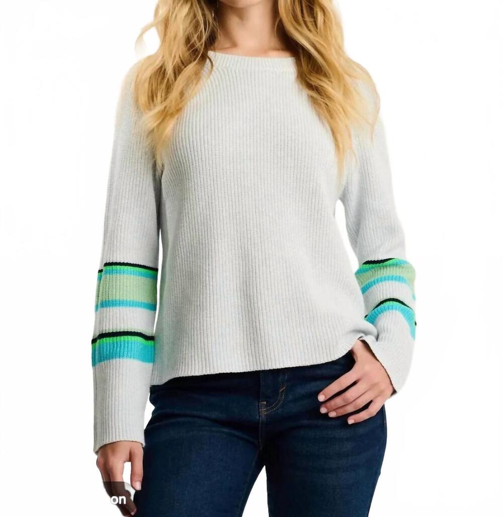 NEW LISA TODD sun shaker cotton long sleeve sweater in blue ice